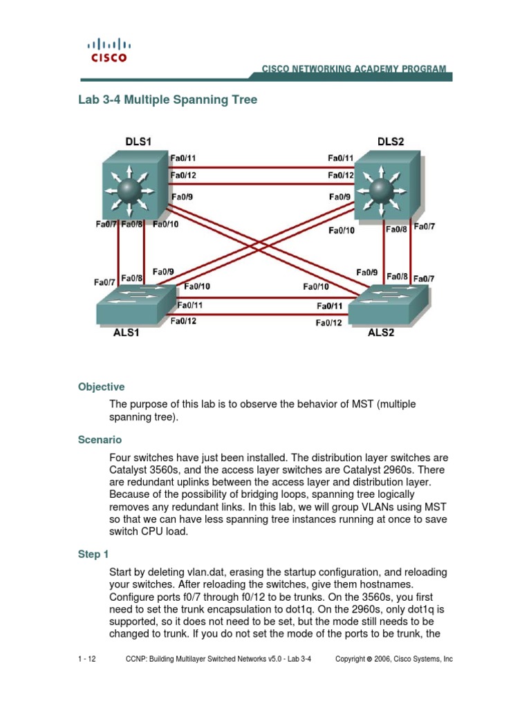 CCNP3 Lab 3 4 en Multiple Spanning Tree | PDF | Network Switch ...