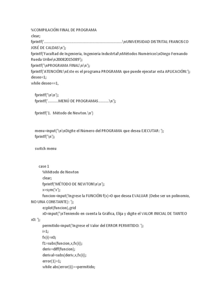 Compilación Final de Programas | PDF | Análisis numérico | Programación ...