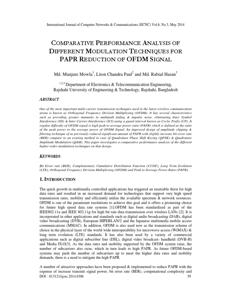 Comparative Performance Analysis of Different Modulation Techniques For ...