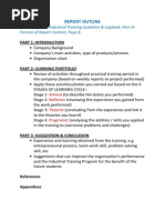 Report Outline: Please Refer To Industrial Training Guideline & Logbook, Part III-Format of Report Content, Page 8