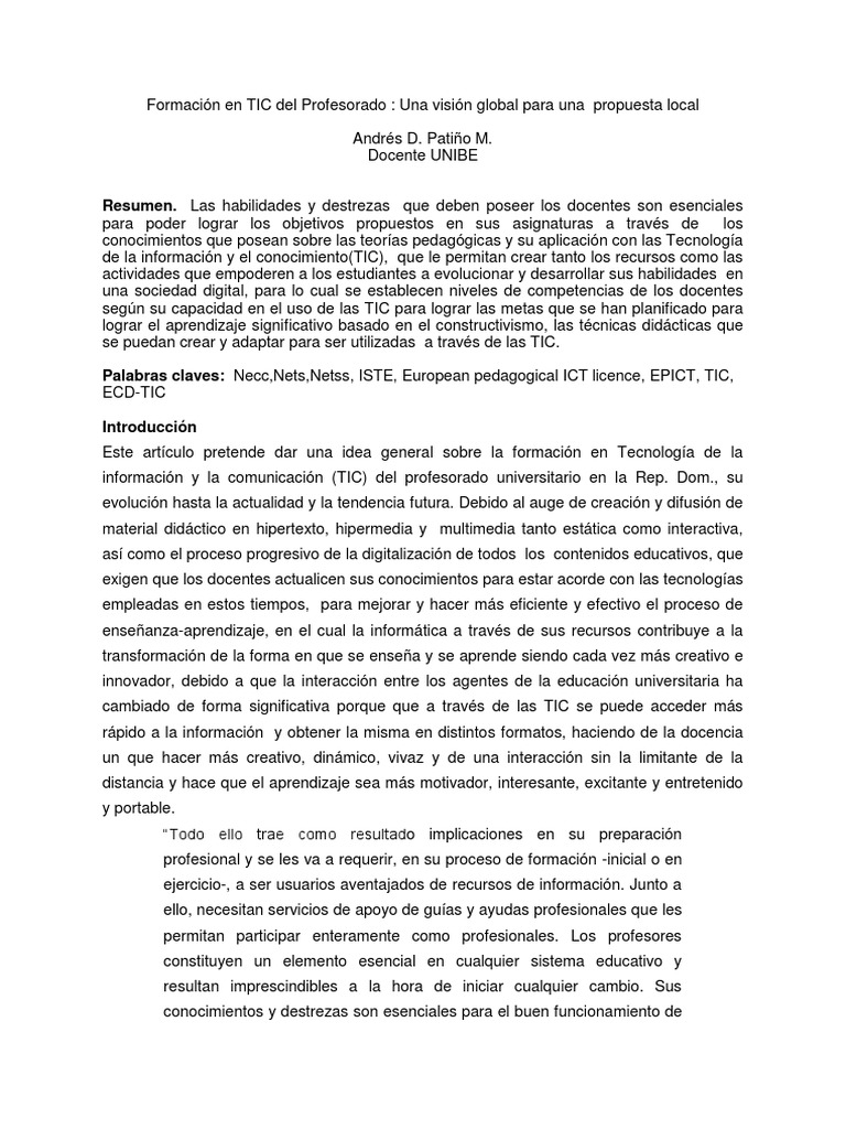 Formación TIC para Docentes Universitarios | PDF | Tecnología de ...