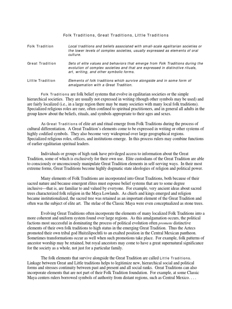 Folk Great Little Tradition PDF Folk Religion Traditions