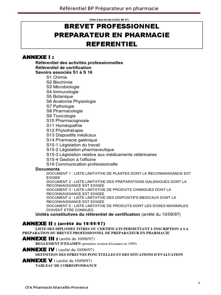 Sujet D Examen Bp Preparateur En Pharmacie