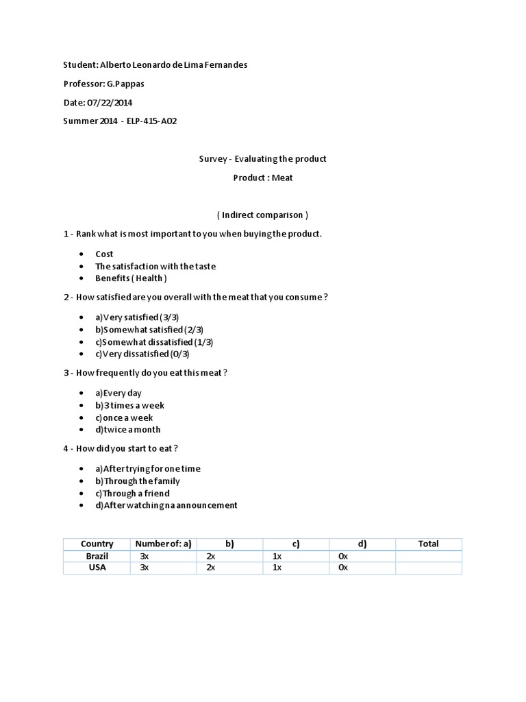 Meat Consumption Survey Analysis | PDF