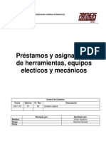 PROCEDIMIENTO, Herramientas y Equipos Prestados