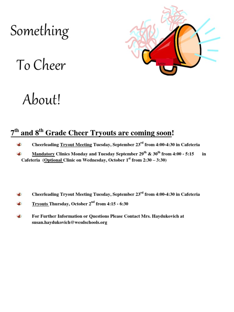 7th-8th Grade Cheer Tryouts Info | PDF