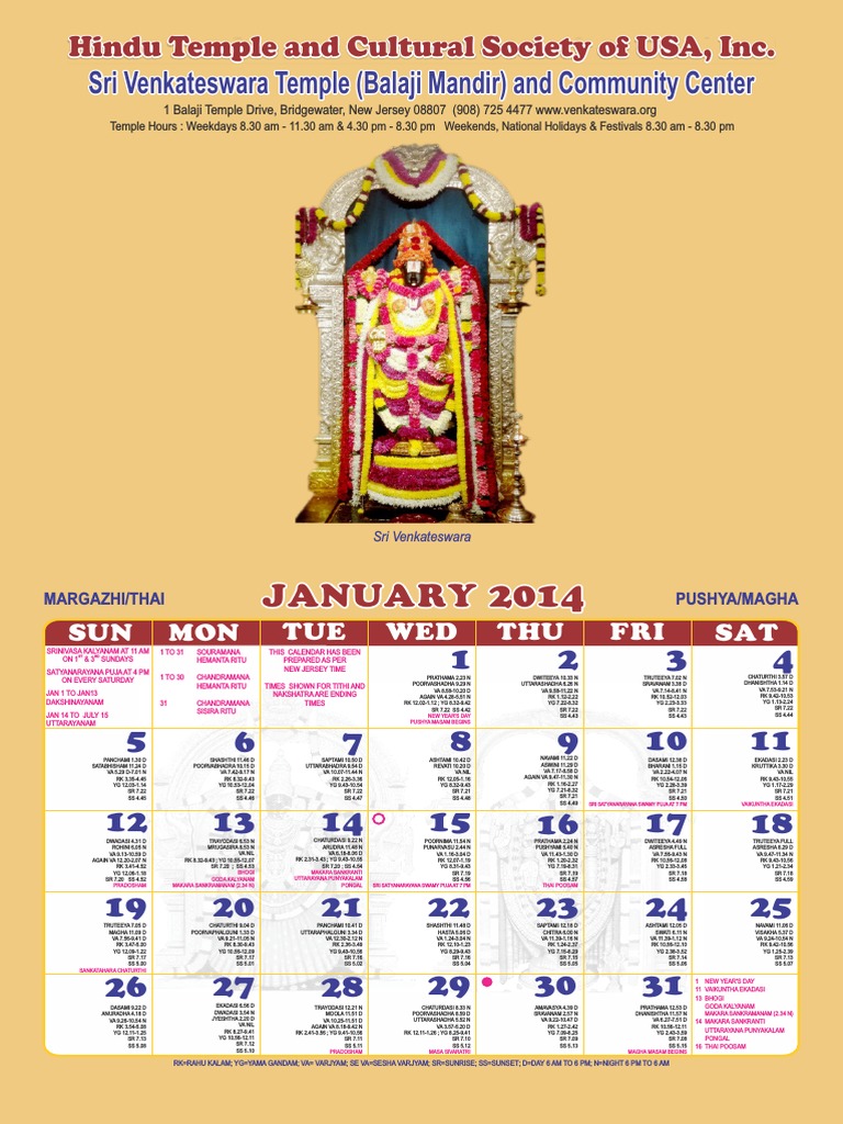 BridgewaterPanchangam-Annual Calendar 2014 | PDF | Religious Festivals |  Religious Holidays