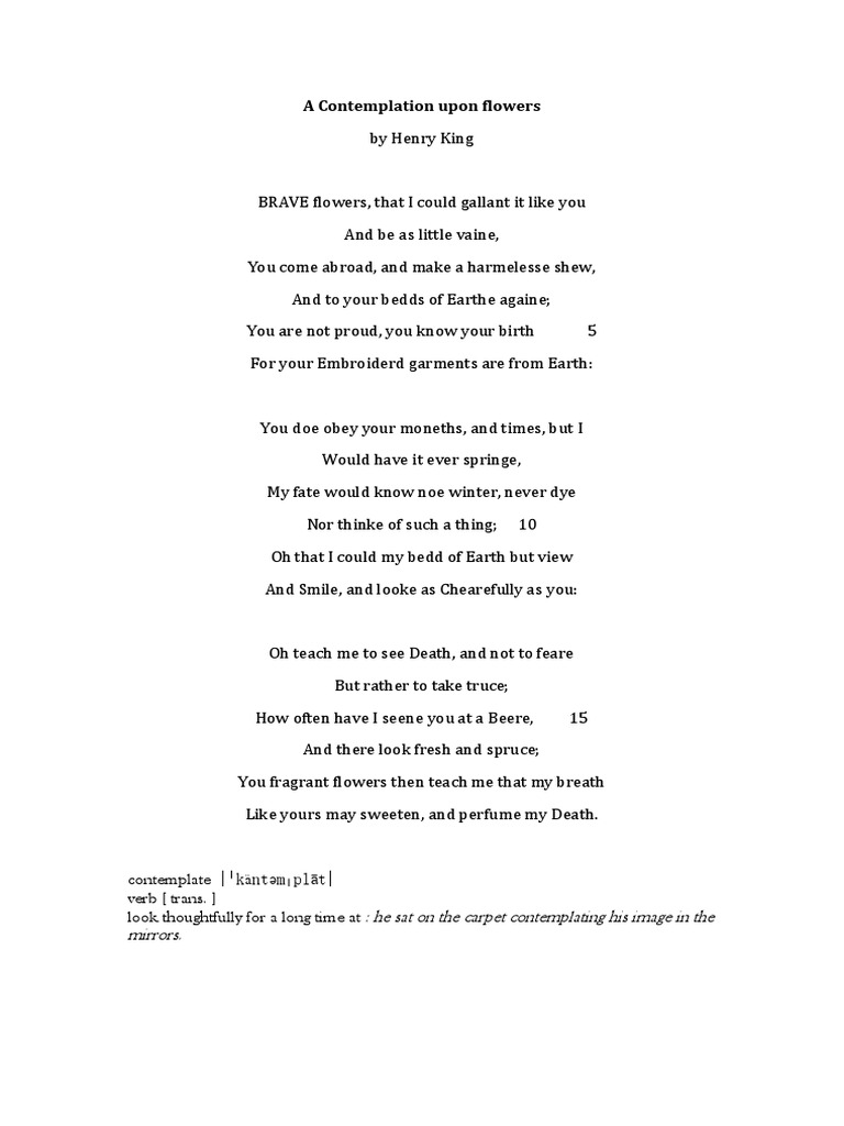 A Contemplation Upon Flowers PDF Poetry