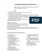 Create A Testable Hypothesis Using Proverbs Handouts - Classwork