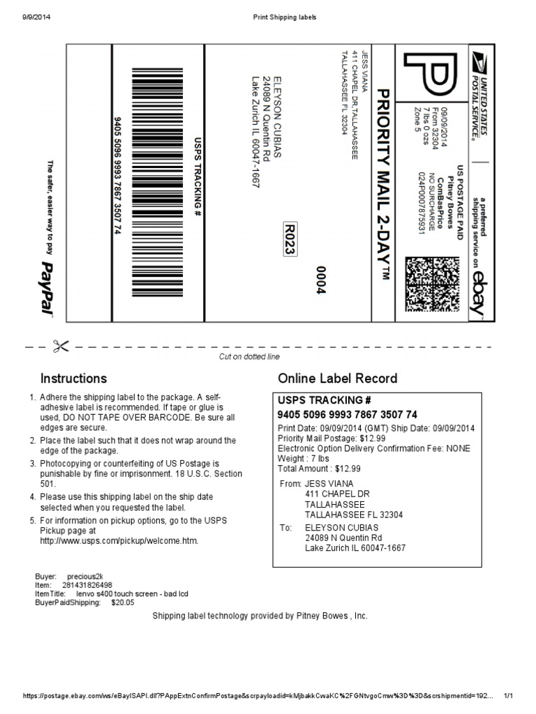 USPS Shipping Label Instructions | PDF | Business | Technology ...