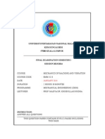 Final Exam Mechanics of Machine