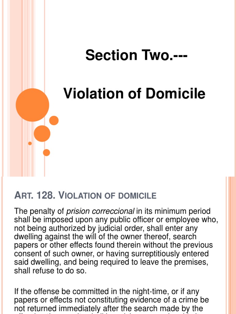 Report On VIOLATION OF DOMICILE PDF Search And Seizure Search Warrant