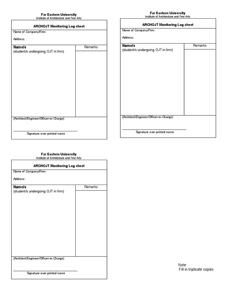 OJT Monitoring Log Sheet Template | PDF