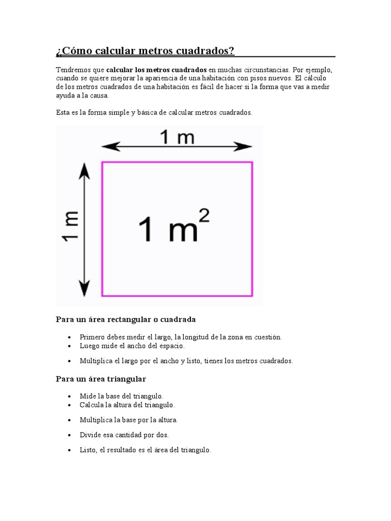 Cómo Calcular Metros Cuadrados | PDF | Triángulo | Geometría