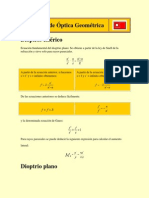 Fórmulas de Óptica Geométrica