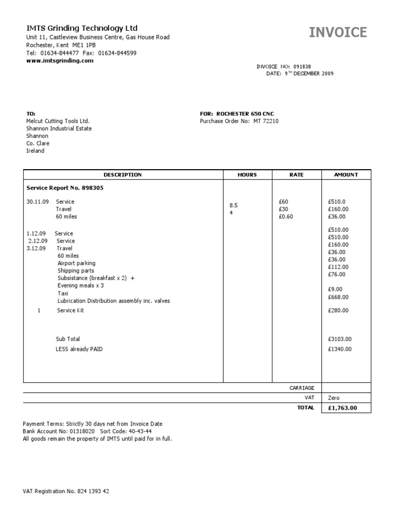 IMTS Grinding Technology LTD | PDF | Invoice | Payments