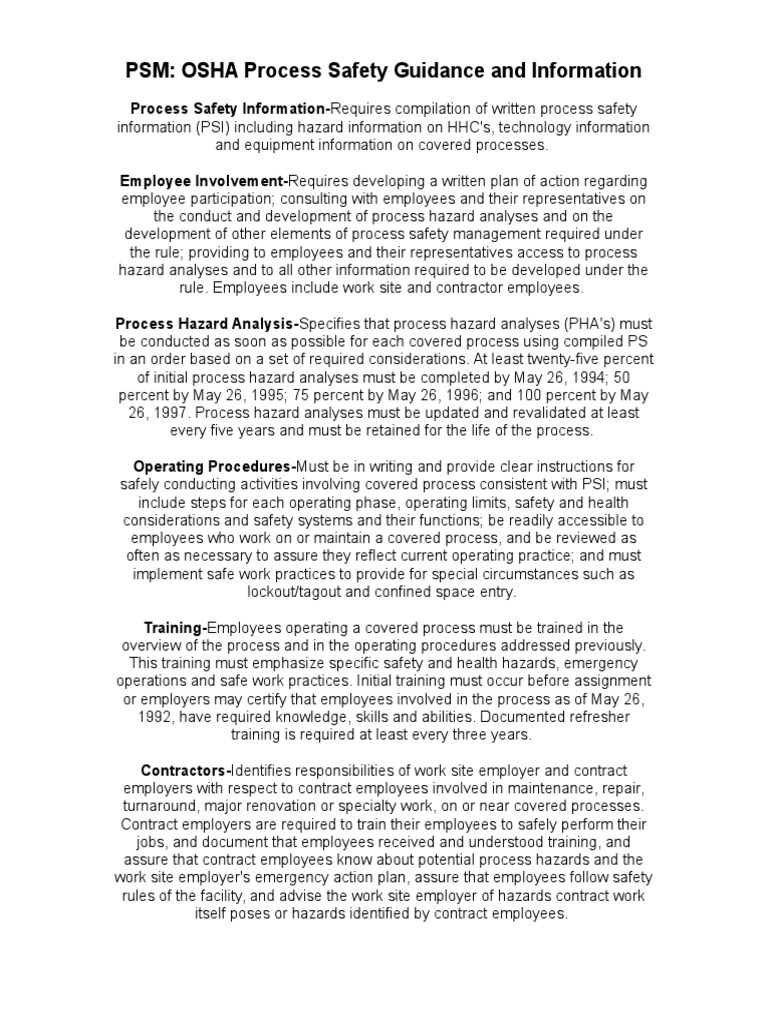 PSM Osha Safety PDF Safety Business