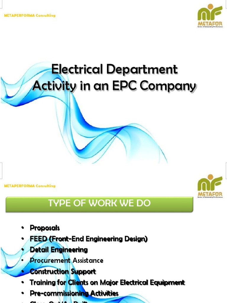 Electrical Department EPC Activities | PDF | Electrical Substation ...