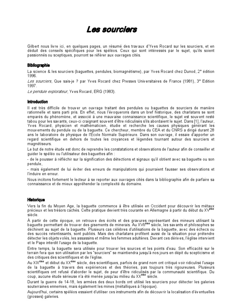 Étude des Sourciers par Yves Rocard | PDF | Radiesthésie | Champ magnétique