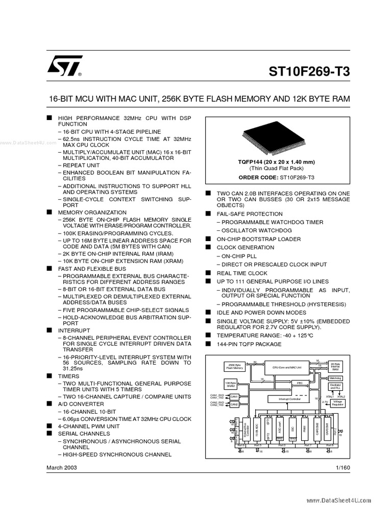 datasheet_st10F269-t3 | Flash Memory | Microcontroller