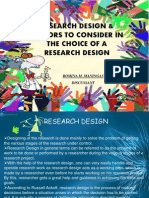 Research Design & Factors To Consider in The Choice of A Research Design