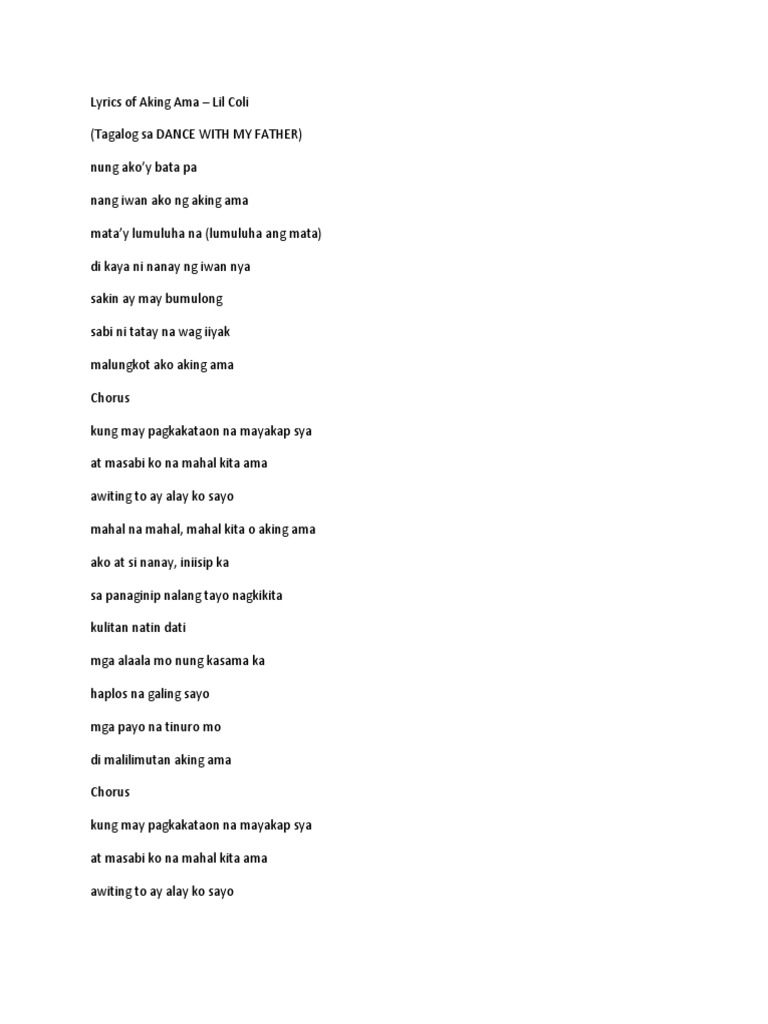 Lyrics of Aking Ama | PDF