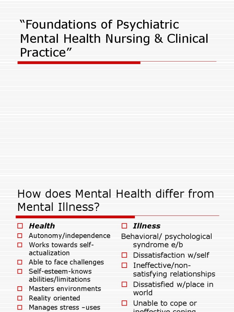 1 Foundations of Psychiatric Mental Health Nursing & | PDF