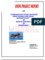 Comparative Study Between Hero Honda and Bajaj Motorcycles" IN Ranchi District OF Jharkhand