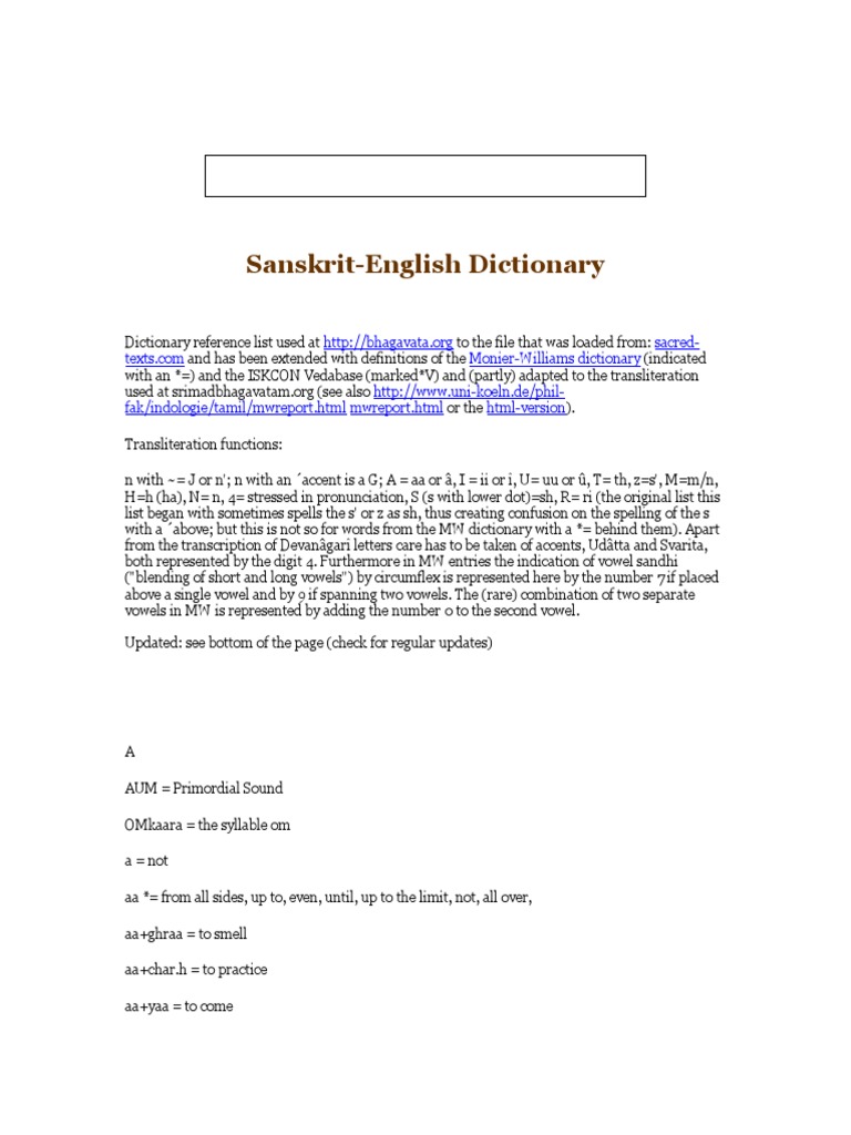 Sanskrit Dictionary Pdf