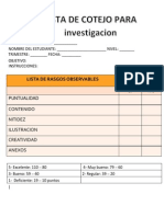 Lista de Cotejo para Evaluar Investigacion