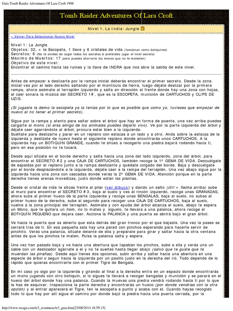 Guia Tomb Raider Adventures Of Lara Croft.pdf | Tanques | Robot