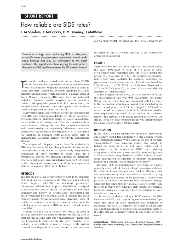 Variability in SIDS Rates in Ireland | PDF | Wellness | Science ...