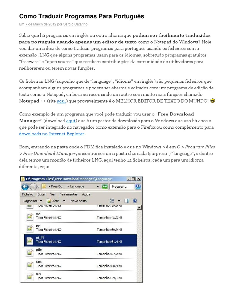 Como Traduzir Programas Para Português Traduções Língua Portuguesa