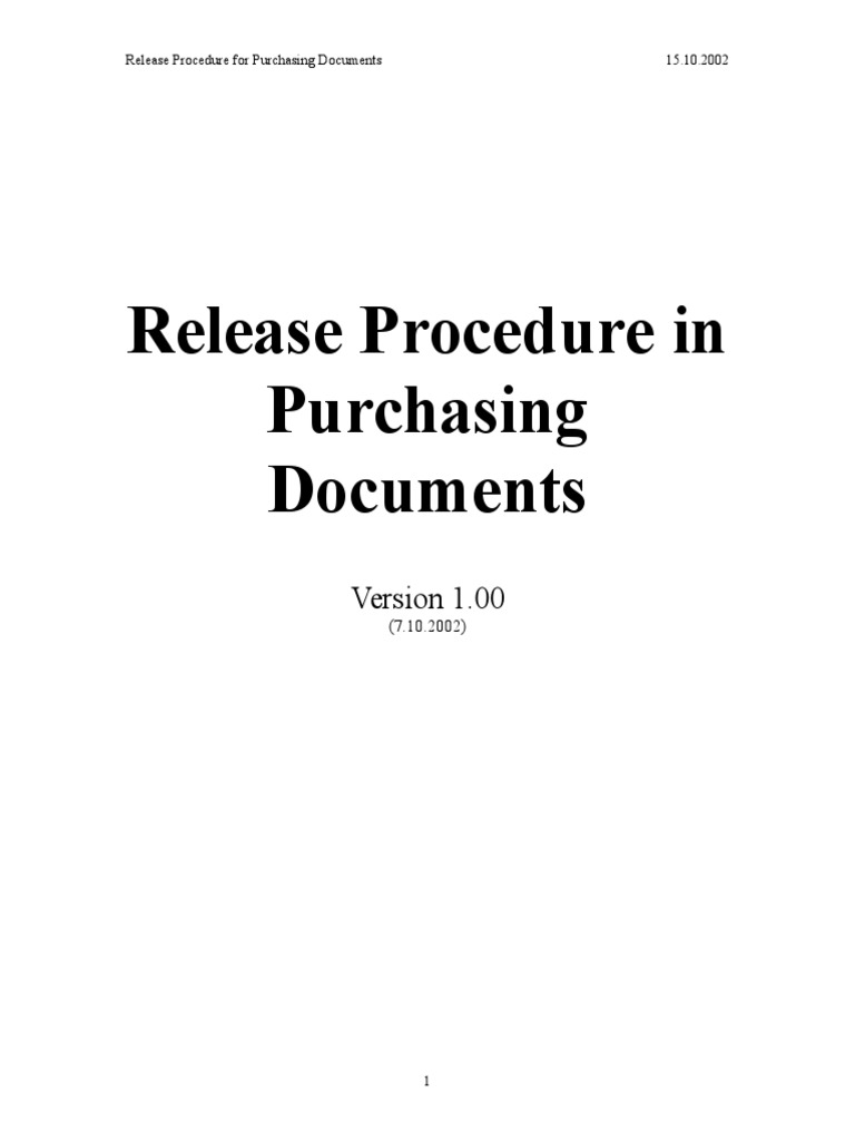 Purchasing Document Release Procedures | PDF | Computing | Software