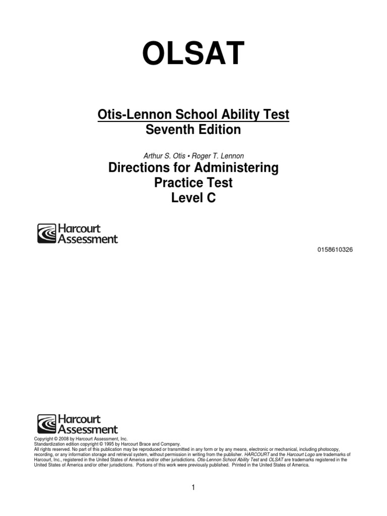 Olsat OtisLennon School Ability Test Seventh Edition PDF