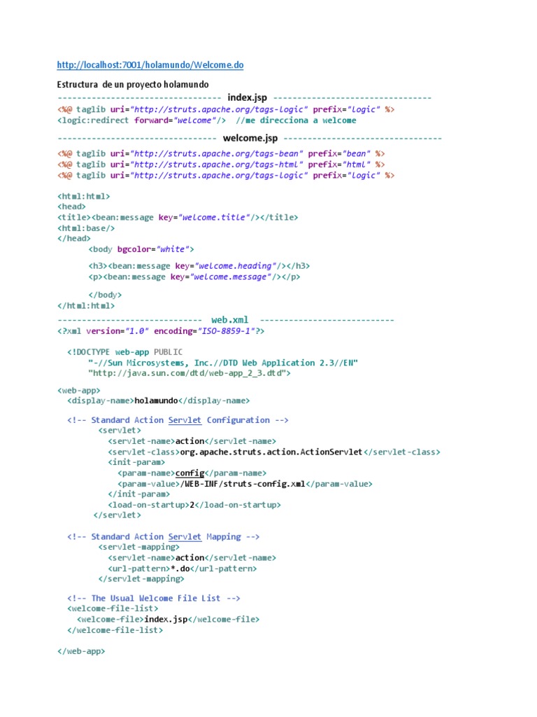 Estructura Proyecto Struts Holamundo | PDF | Java Server Pages | Html