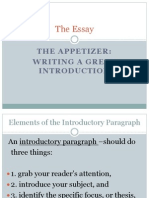 The Essay: The Appetizer: Writing A Great