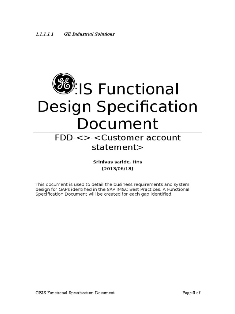 GEIS Customer Account Statement FDD | PDF | Specification (Technical ...