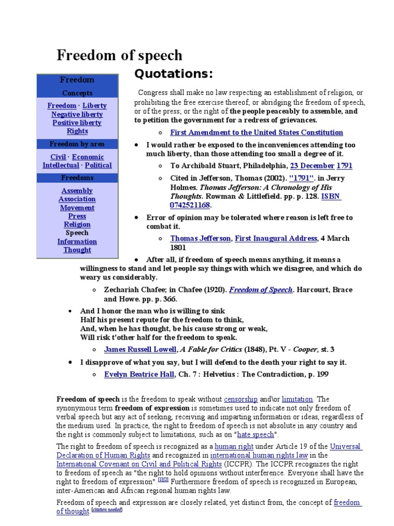 Freedom of Speech | PDF | Freedom Of Speech | Human Rights