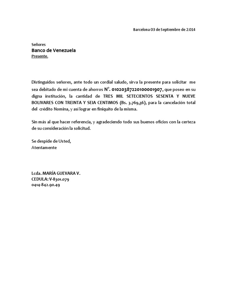 Carta Finiquito Credito Nomina