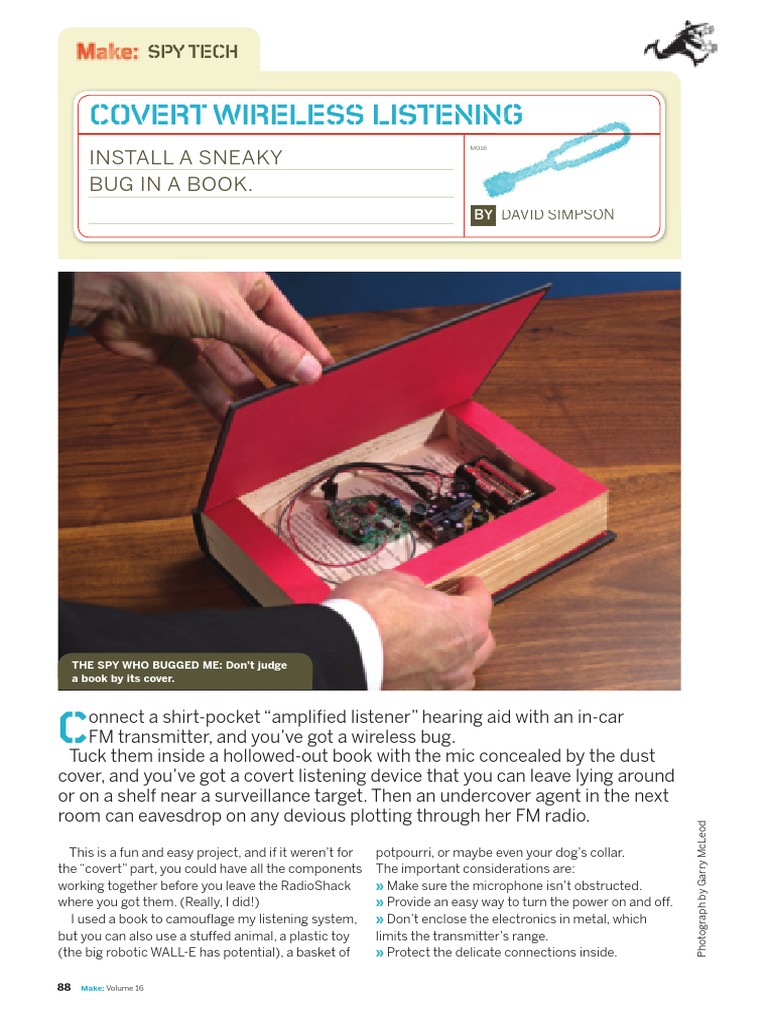 Covert Listening Device in a Book | PDF | Headphones | Microphone