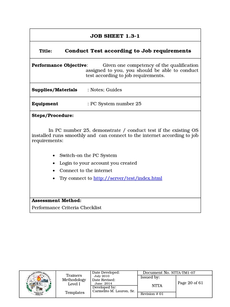 11 Job Sheet | PDF