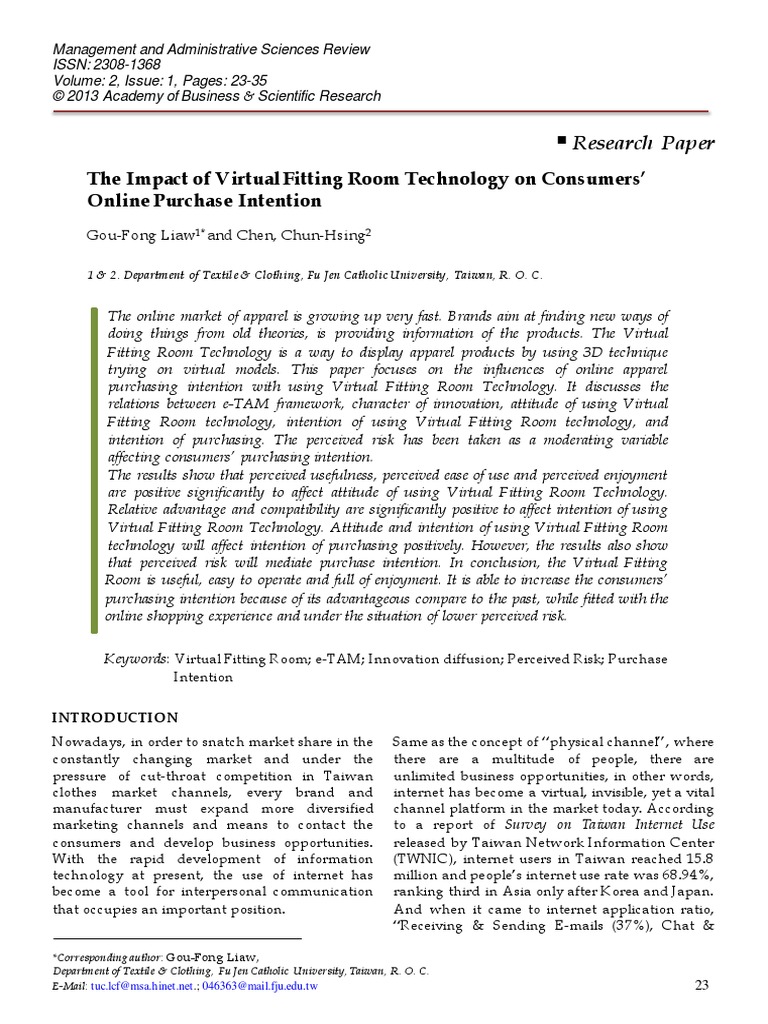 The Impact of Virtual Fitting Room Technology On Consumers' | PDF ...