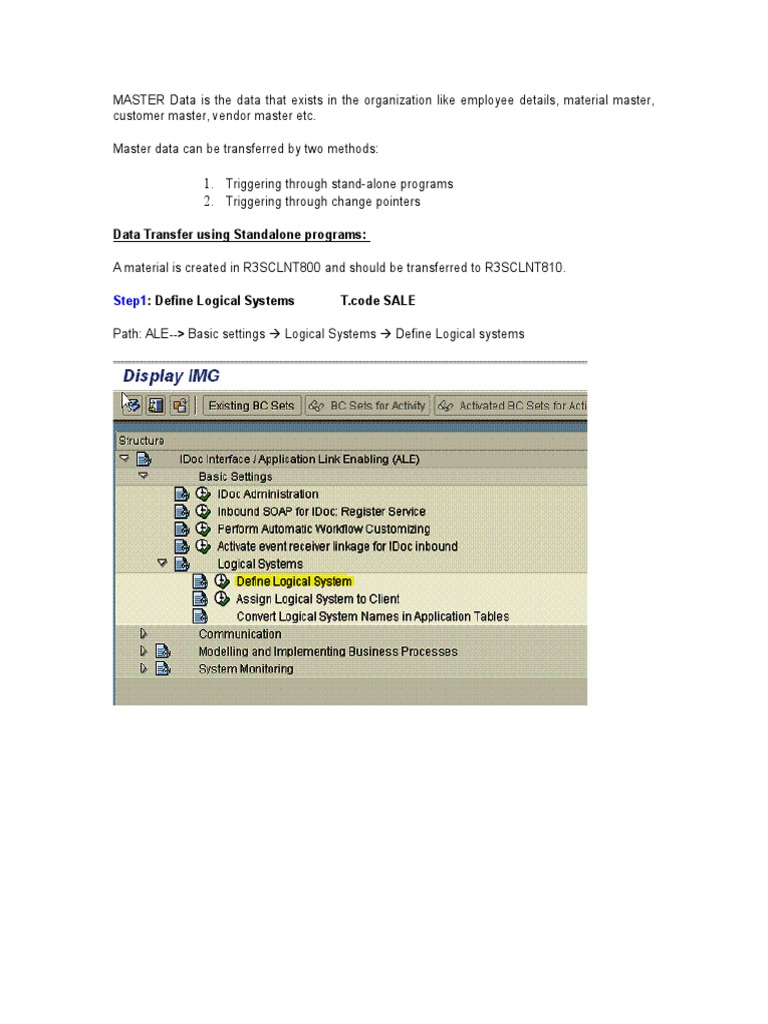 Master Data Transfer in SAP: Step-by-Step Guide | PDF | Technology ...