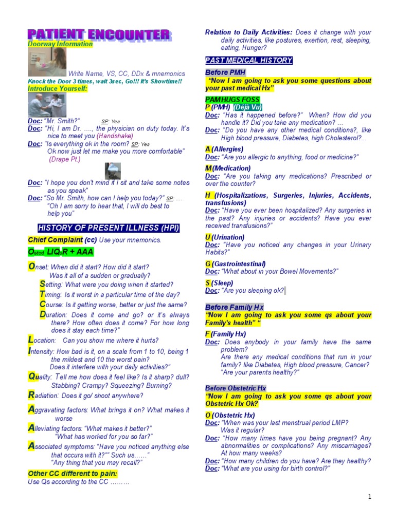 First Patient Encounter Guidelines | PDF | Language Arts & Discipline