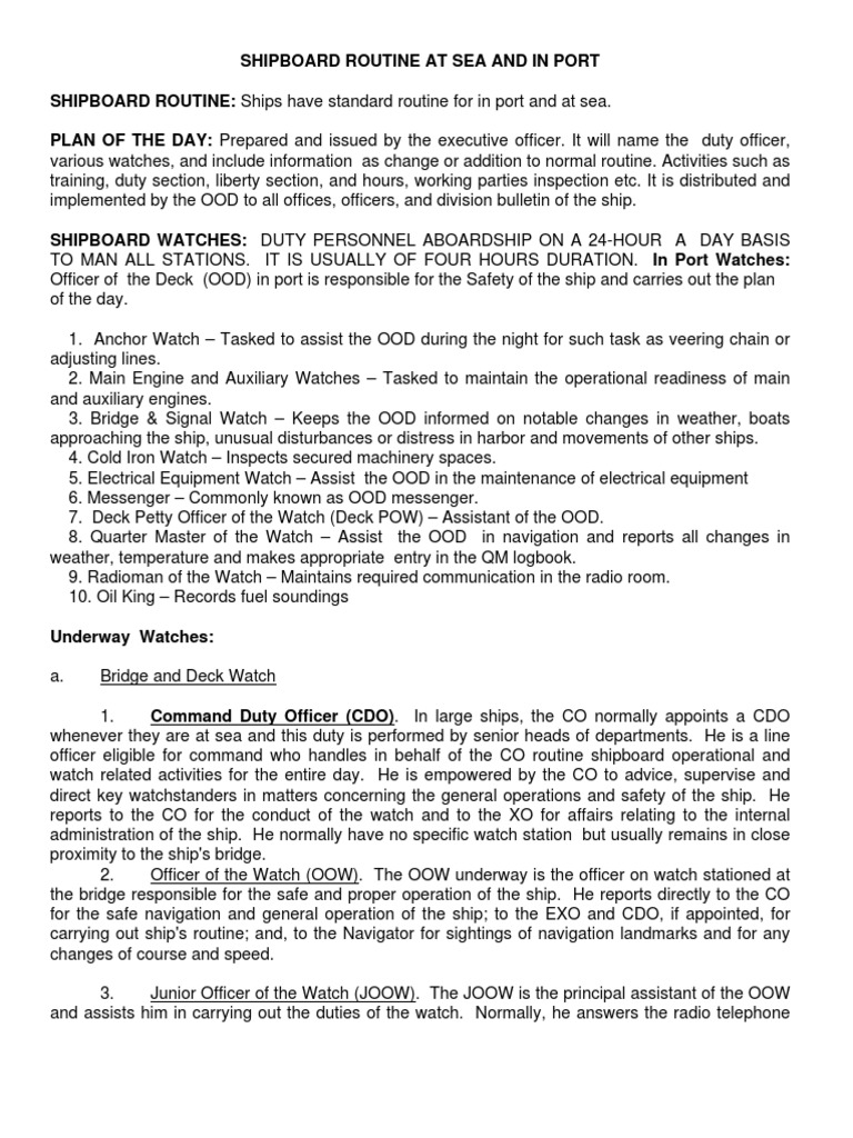 Shipboard Routine | PDF | Quartermaster | Radio