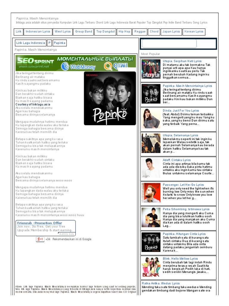 Lirik Lagu Terbaru Papinka Pdf