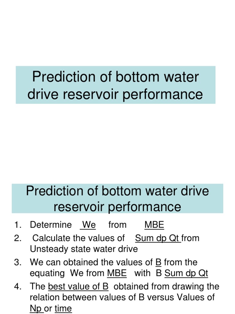 Prediction of Bottom Water Drive Reservoir Performance | PDF ...