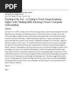 Teaching to the Test…or Testing to Teach- Exams Requiring Higher Order Thinking Skills Encourage Greater Conceptual Understanding - Springer