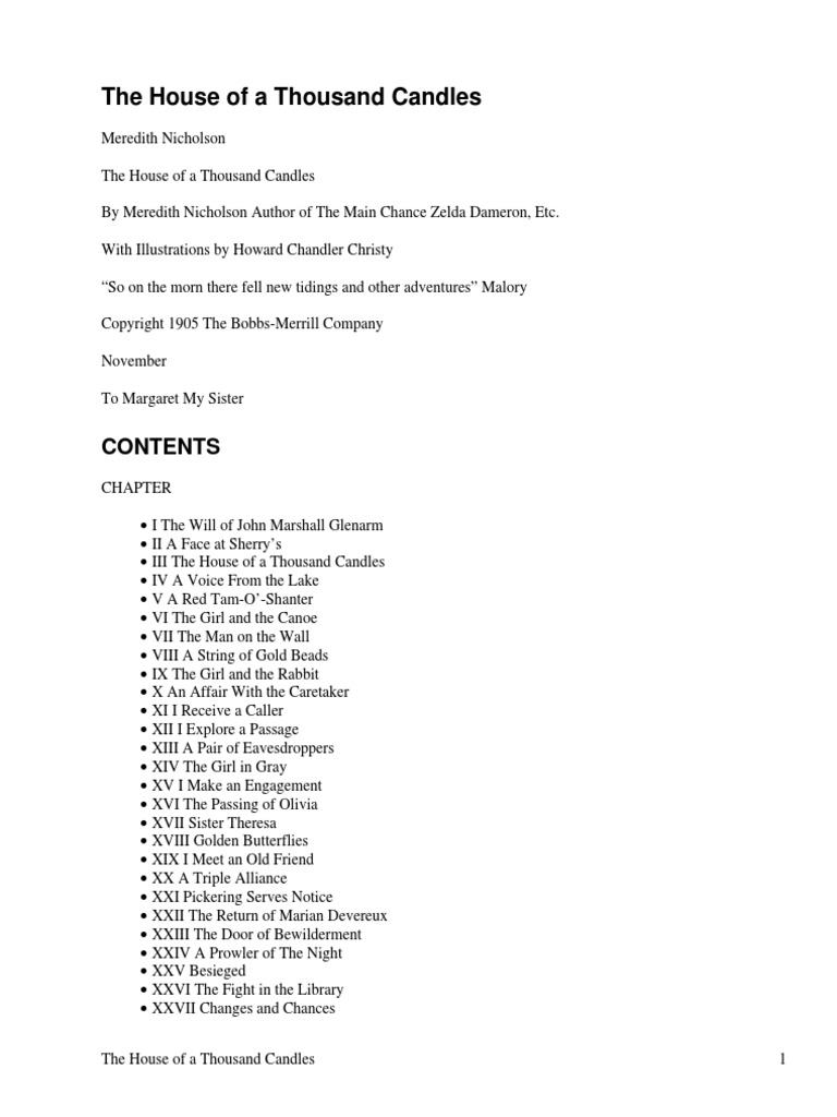 The House of A Thousand Candles | PDF